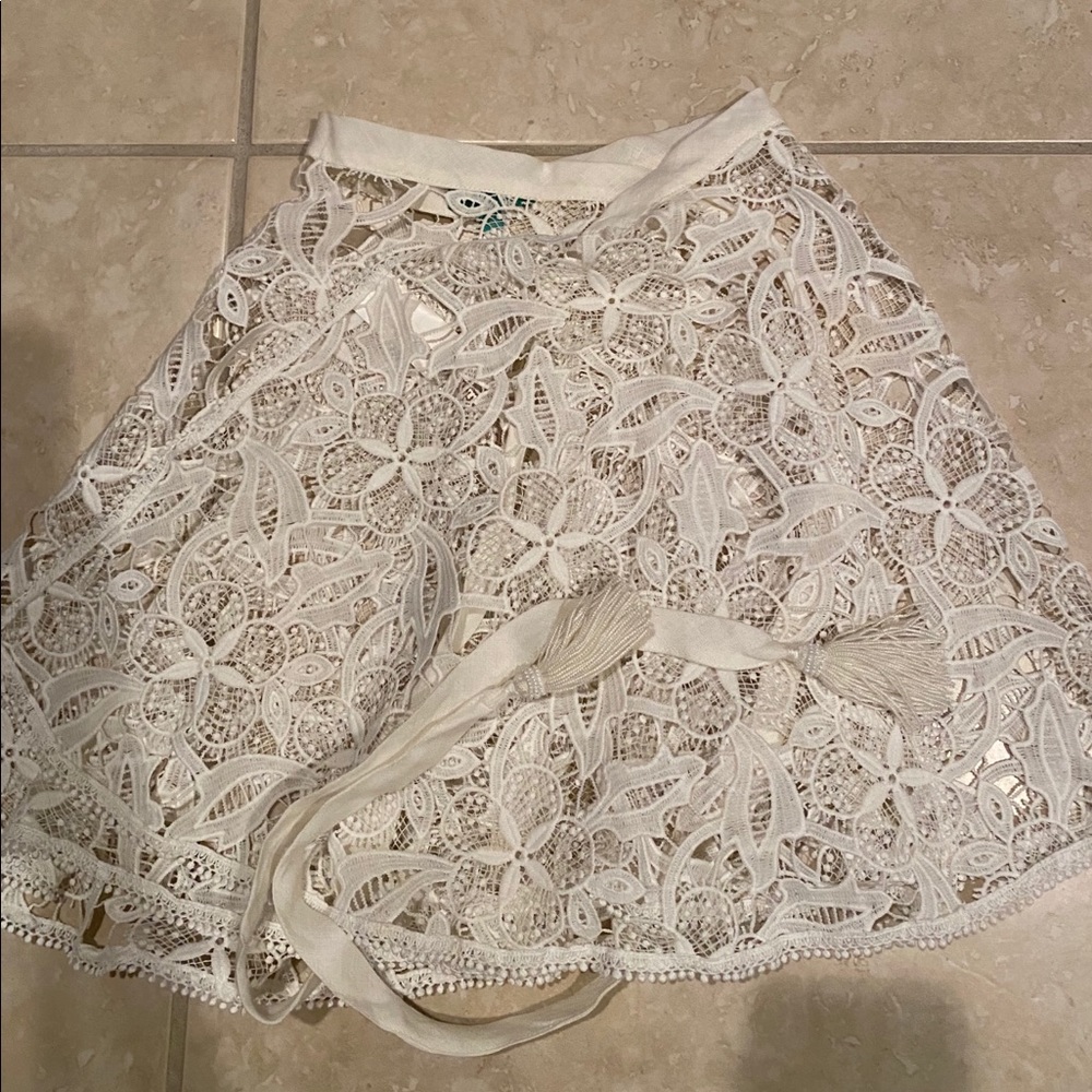 Beachy lace tie skirt
